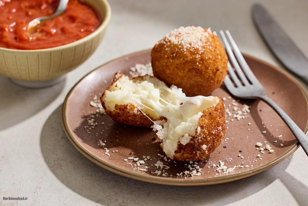 Arancini (Fried Rice Balls With Cheese) for Weeknight Vegetarian column in Food توپ برنجی سیسیلی