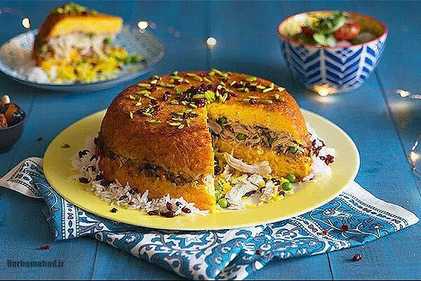 Chicken and saffron cake tahchin8 ته چین ایرانی