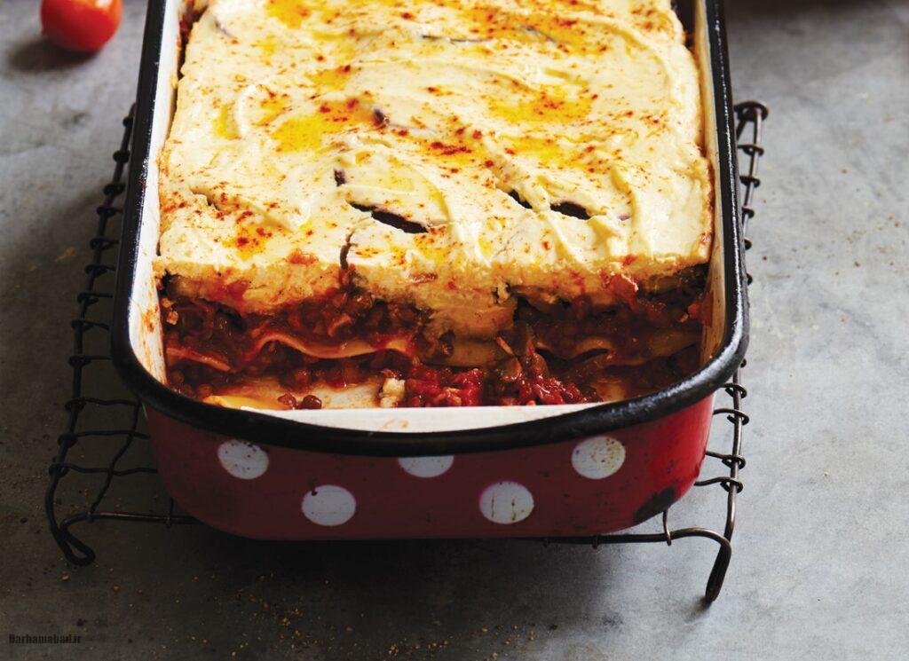Lasagna with saffron rice sheets5 لازانیا با برنج