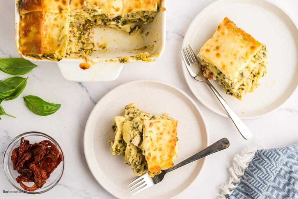 Lasagna with saffron rice sheets6 لازانیا با لایه های برنج