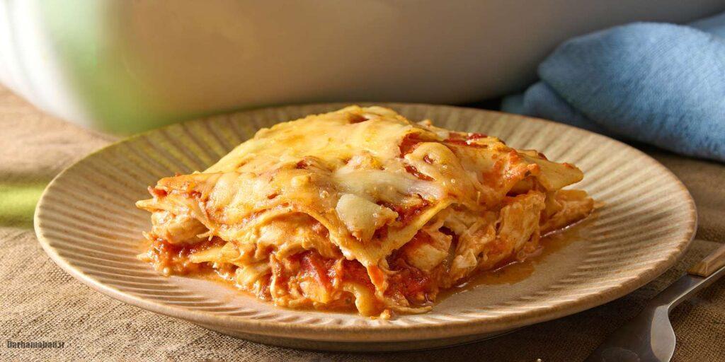 Lasagna with saffron rice sheets8 لازانیا با لایههای برنجی