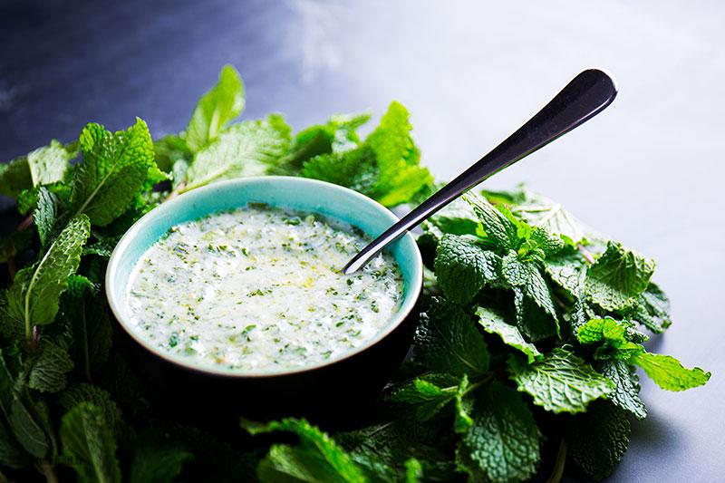 Yogurt and mint ماست و نعناع