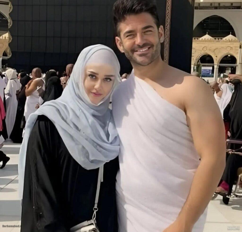 عکس منتسب به محمدرضا گلزار و همسرش در مکه