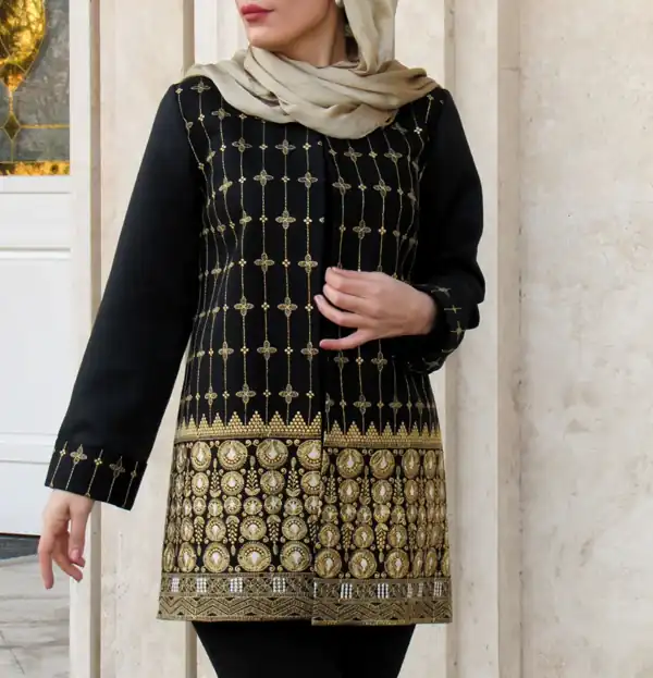 مدل مانتو ۱۴۰۴ سوزن دوزی شده