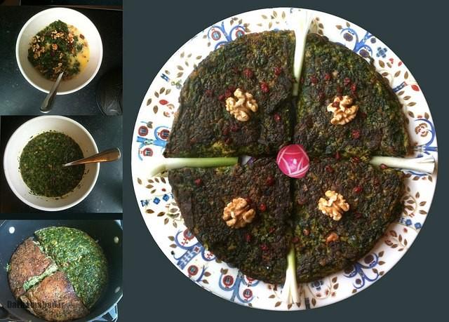 طرز تهیه کوکو سبزی مجلسی با گردو