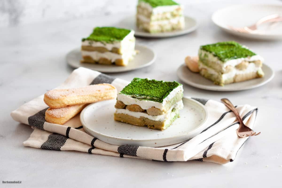 تیرامیسوی تابستانی با توت‌فرنگی و چای سبز ماچا؛ دسر خنک و متفاوت