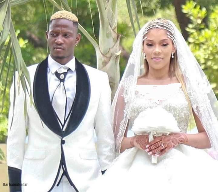 جشن عروسی موسی جنپو کنار همسرش با لباس عروس بازیکن استقلال تهران