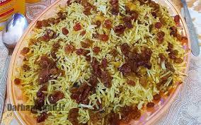 طرز تهیه کشمش پلو خوشمزه و مجلسی در خانه