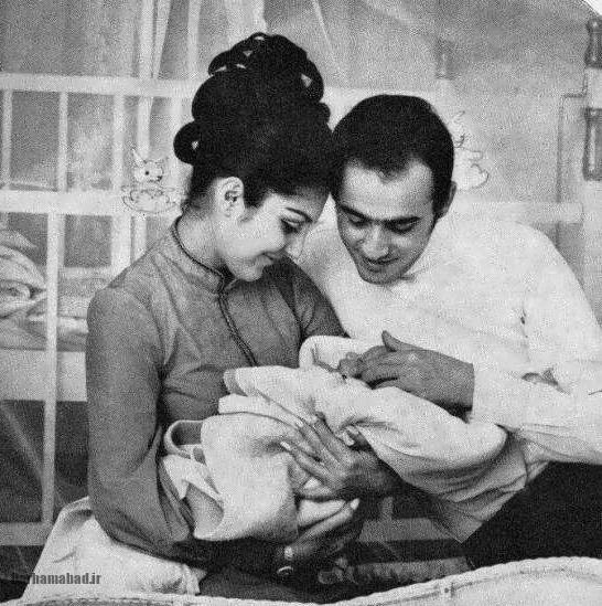 گوگوش و همسرش محمود قربانی و پسرش کامبیز قربانی