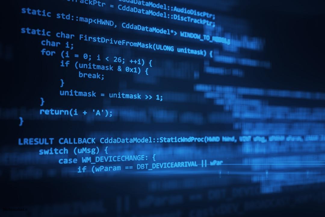 حقوق برنامهنویسان در جهان The programming code works through the computer screen terminal 3d illustration