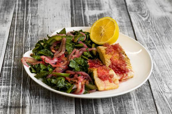 فیله ماهی با اسفناج