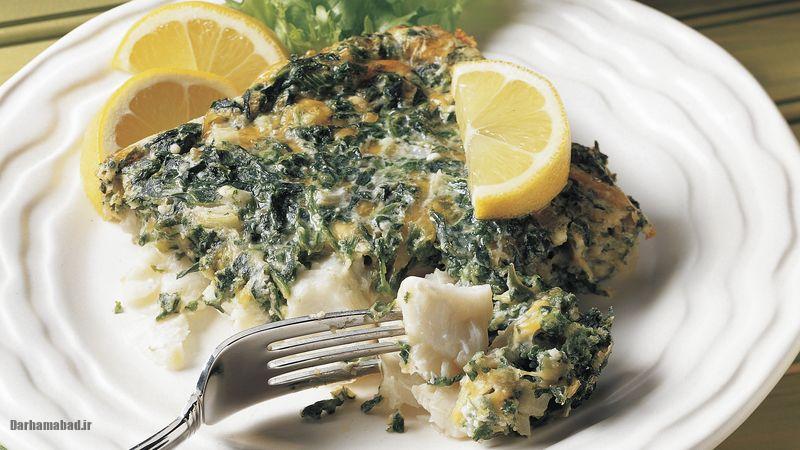 فیله ماهی با اسفناج