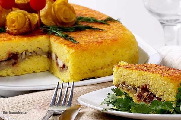 ته چین مرغ و قارچ ته چین مرغ و قارچ