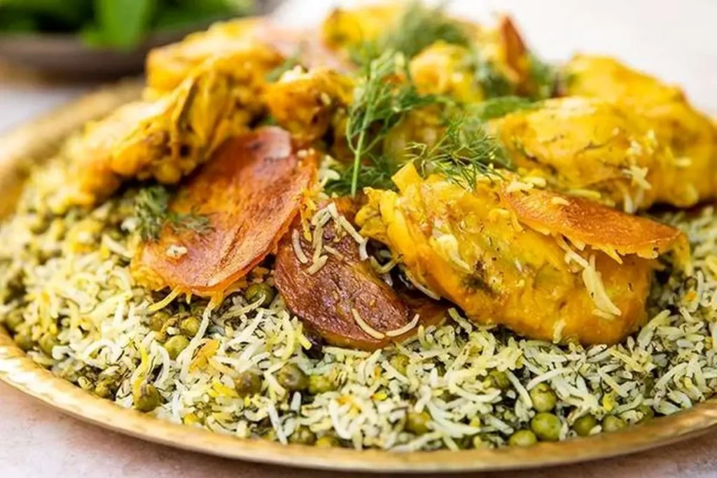 باقالی پلو با مرغ باقالی پلو با مرغ