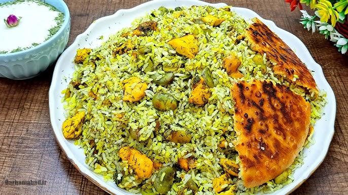 باقالی پلو با مرغ باقالی پلو با مرغ