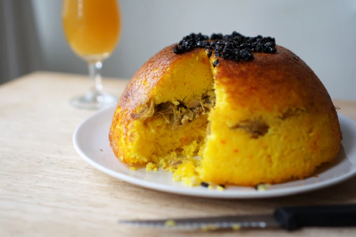 Chicken and saffron cake tahchin6 ته چین
