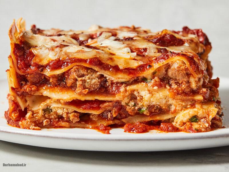 لازانیا با ورق برنج زعفرانی