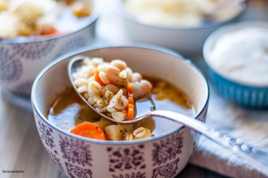 Wheat and vegetable soup سوپ گندم و سبزیجات