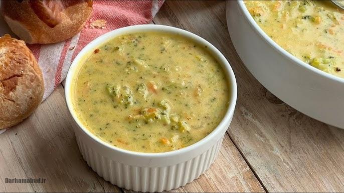 سوپ بروکلی و پنیر چدار