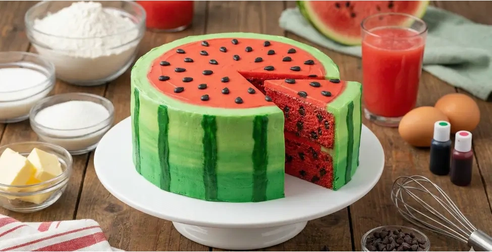 کیک هندوانهای شب یلدا کیک هندوانهای شب یلدا